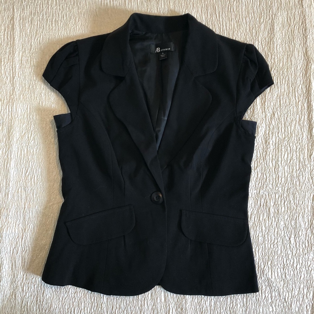 AB Studio black tailored work button top